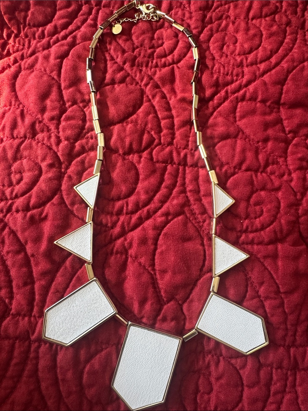 House of Harlow 1960 Gold and White Geometric Pendant Necklace